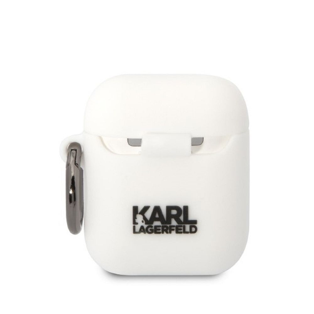 Husa originala Karl Lagerfeld Airpods 1/2 din silicon,  Pisica 3d, Alba - 1 | YEO